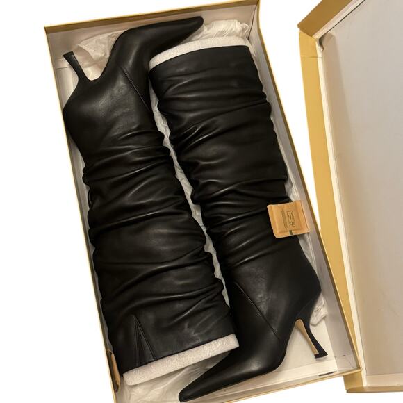 MICHAEL Michael Kors Over Knee Luna Leather Boots Point Toe Black Size 6M NWB - Picture 10 of 11